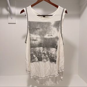 Free People bohemian tank top w/ accent beading